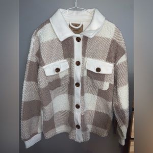 Pink and White Sherpa Flannel